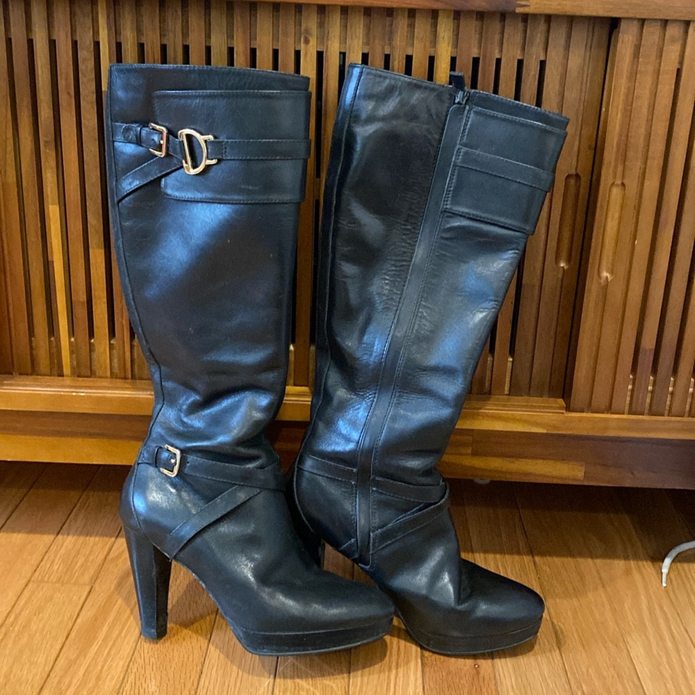 Cole Haan knee boots black leather bike air sole 6.5